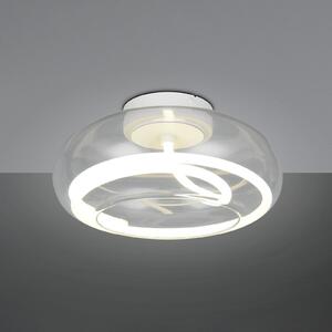 Trio Lighting LED таванска лампа Tarsia, бяла матова, Ø 40 cm стъкло, Затъмняване, Бял, Дневна/трапезария, Стъкло, Модерен