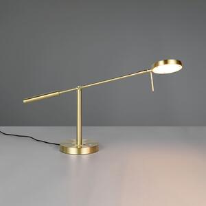Trio Lighting LED настолна лампа Monza, месингов цвят, височина 52 cm, метал, Затъмняване, Злато / месинг, кабинет / офис, Метал, Модерен