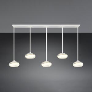 Trio Lighting LED висяща лампа Tarsia, бяла матова, дължина 161 cm, стъкло, 5-крилна., Затъмняване, Бял, Дневна/трапезария, Стъкло, Модерен