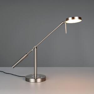 Trio Lighting LED настолна лампа Monza, никелово покритие, височина 52 cm, метал, Затъмняване, Металик, кабинет / офис, Метал, Модерен
