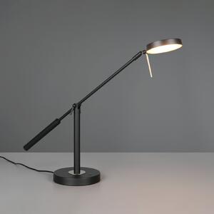 Trio Lighting LED настолна лампа Monza, матово черна, височина 52 cm, метал, Затъмняване, Черен, кабинет / офис, Метал, Модерен