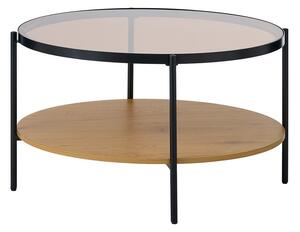 Кръгла масичка за кафе със стъклен плот в естествен цвят ø 84 cm Hassel – Unique Furniture