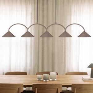 Globen Lighting Висяща лампа CURVE, дължина 165 cm, кафява, 5-крилна., Затъмняване, Кафяв / ръждив, Дневна/трапезария, Метал, Винтидж