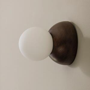 Globen Lighting стенна лампа Torrano, кафява, Ø 13 см, IP44, Затъмняване, Кафяв / ръждив, Дневна/трапезария, Дървесина, Дизайн, Глобус