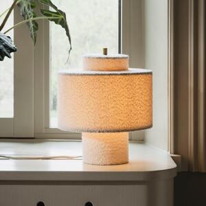 Globen Lighting Настолна лампа Noah, бяла, височина 31 cm, текстил, Бял, Дневна/трапезария, Плат / текстил, Скандинавски, Изправен екран на маса