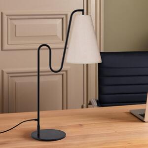 Globen Lighting Настолна лампа Lou, черно/бяло, височина 55 cm, Бял, Дневна/трапезария, Плат / текстил, Дизайн