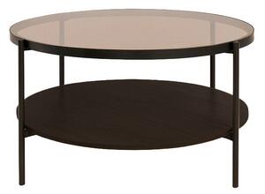Кафява кръгла масичка за кафе със стъклен плот ø 84 cm Hassel – Unique Furniture