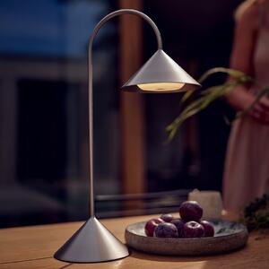 FRANDSEN LED акумулаторна настолна лампа Grasp, неръждаема стомана, височина 47, Затъмняване, Металик, Неръждаема стомана, Дизайн