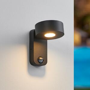 EGLO LED лампа за външна стена Palosco, черна, височина 17 см, метална, със сензор, Черен, Метал, Модерен