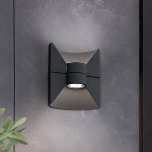 EGLO LED лампа за външна стена Redondo, антрацит, височина 17 см, с 2 светлинни, Сив, Алуминий, Модерен