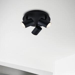Briloner Таванна точка Banyo Splash GU10 IP44 кръгла лампа с три лампи, Затъмняване, Черен, Дневна/трапезария, Метал, Модерен, Кръгъл директен таван