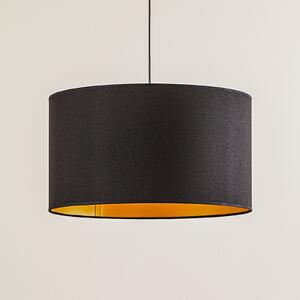 Euluna Roller висяща лампа, черно/златно, Ø 45 cm, Затъмняване, Черен, Дневна/трапезария, Плат / текстил, Модерен