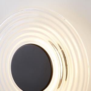 Searchlight LED стенна лампа Cleo, прозрачна/черна матова, Ø 30 cm, стъкло, Затъмняване, Прозрачен, Дневна/трапезария, Стъкло, Модерен