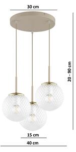 Brilagi - Полилей на кабел STELLA 3xE27/60W/230V бежов/златист