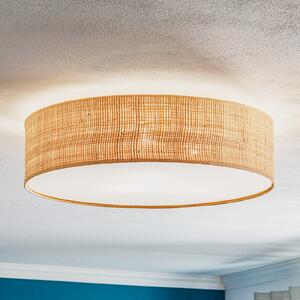 Eko-Light Таванна лампа Leano, светло дърво, ратан, Ø 50 см, Затъмняване, Дърво, Дневна/трапезария, Дървесина