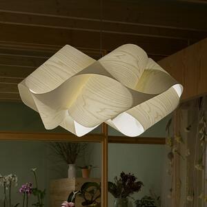 LZF LAMPS Висулка Swirl, черен кабел Ø 54cm слонова кост, Затъмняване, Дърво, Дневна/трапезария, Дървесина, Дизайн