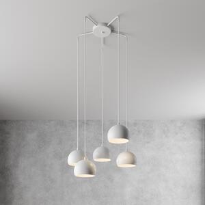 Luminex Висяща лампа Sool, бяла, Ø 53 cm, 5-свещник, метал, E27, Затъмняване, Бял, Дневна/трапезария, Метал