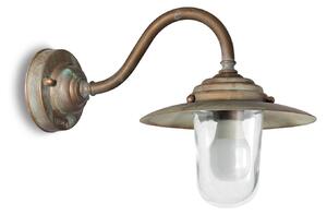 Moretti Luce Външна стенна лампа Chalet, IP44, месинг, стъкло, проекция 38 cm, Затъмняване, Бронзов / античен месинг, Метал, Античен