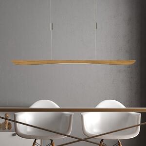 Quitani LED висяща лампа Hiba, естествен дъб, дължина 118 cm, Затъмняване, Дърво, Дневна/трапезария, Дървесина, Модерен