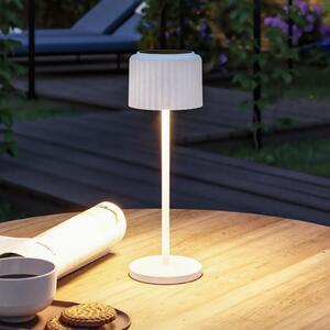 Paulmann LED слънчева настолна лампа Else, бяла, IP44, дим, Затъмняване, Бял, Дневна/трапезария, Алуминий, Модерен, Соларно осветление