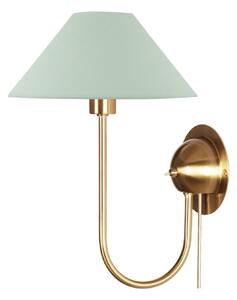 Globen Lighting стенна лампа IRIS, зелена, височина 32 cm, Зелен, Дневна/трапезария, Плат / текстил, Винтидж, Стенна розетка отгоре