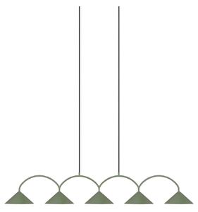 Globen Lighting Висяща лампа CURVE 5, зелена, 5-свещник, 165 cm, Затъмняване, Зелен, Дневна/трапезария, Метал, Винтидж