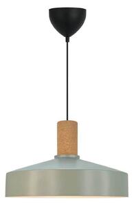 Nordlux Висяща лампа Elvas, прашнозелена, Ø 37 cm, метал/корк, Затъмняване, Зелен, Дневна/трапезария, Метал, Скандинавски