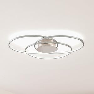 Lindby LED осветление за таван Riley, алуминиев цвят, метал, с възможност за, Затъмняване, Металик, Дневна/трапезария, Алуминий, Модерен