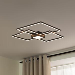 Lindby LED лампа за таван Duetto, 65 cm, антрацит, 38 W, алуминий, Затъмняване, Черен, Дневна/трапезария, Метал, Модерен