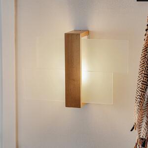 SOLLUX LIGHTING Стена лампа Shifted 1, стъкло и светло дърво, Затъмняване, Дърво, Дневна/трапезария, Стъкло, Модерен