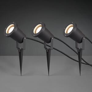 Trio Lighting Външен прожектор Ubangi със заземен шип в комплект от 3, Черен, Метал