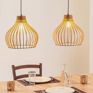 TEMAR LIGHTING Висяща лампа Barrel с две лампи, Затъмняване, Дърво, Дневна/трапезария, Дървесина, Къща в провинцията / Рустик