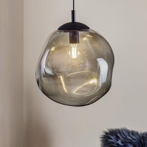 TK Lighting Стъклена висяща лампа Sol, Ø 35 см, черна/димово сива, Затъмняване, Прозрачен, Дневна/трапезария, Стъкло, Модерен