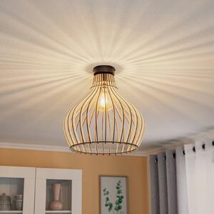 TEMAR LIGHTING Таванска лампа Barrel с дървен абажур, Затъмняване, Дърво, Дневна/трапезария, Дървесина, Къща в провинцията / Рустик