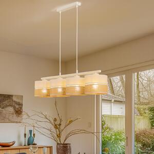 TK Lighting Висяща лампа Linobianco, линейна, с четири лампи, Затъмняване, Бял, Дневна/трапезария, Плат / текстил, Модерен