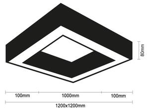 LED таванен плафон LED/150W/230V 3000/4000/6500K 120x120 см черен