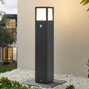 Lucande LED светлина за пътеки Dewari, детектор движение, 65 cm, IP54, Сив, Алуминий, Модерен