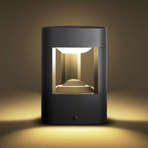 Lucande LED лампа за пиедестал Pirron, 20 cm, триъгълна, IP54, Черен, Метал, Модерен
