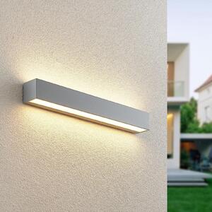 Lucande LED външна лампа Lengo 50 cm сребриста up/down 3000 K, Металик, Алуминий, Модерен