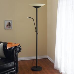Lindby LED стояща лампа Ragna, за четене, тъмнокафява, с регулиране на, Затъмняване, Кафяв / ръждив, Дневна/трапезария, Метал, Модерен, Светлина за четене