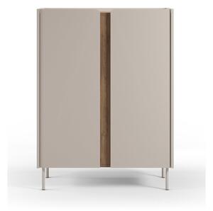 Кремаво-естествено шкафче от декор от дъб 90x120x40 cm Lucile – Marckeric