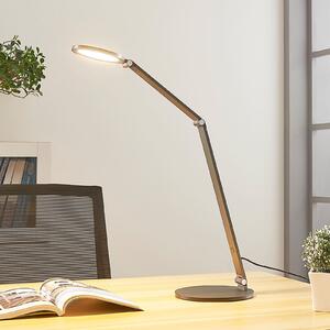 Lucande LED настолна лампа Mion, 41 cm, кръгла, с възможност за димиране, Затъмняване, Сив, кабинет / офис, Метал, Модерен