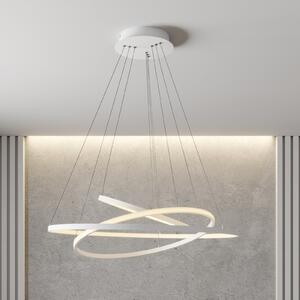 Lucande LED висяща лампа Ezana, бяла, метал, Ø 80 cm, Затъмняване, Бял, Дневна/трапезария, Метал, Модерен
