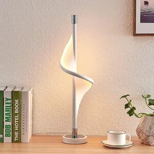 Lucande LED настолна лампа Edano, 60 cm, бяла, текстилна, с възможност за, Затъмняване, Бял, Дневна/трапезария, Плат / текстил, Модерен