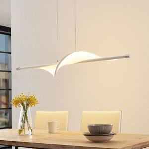 Lucande LED висяща лампа Edano, 122 cm, бяла, текстилна, с възможност за, Затъмняване, Бял, Дневна/трапезария, Плат / текстил, Модерен