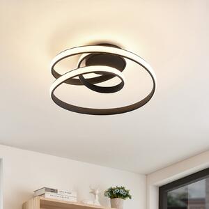Lucande LED осветление за таван Sakina, черно, метал, Ø 48cm, Затъмняване, Черен, Дневна/трапезария, Метал, Дизайн