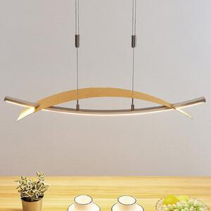 Lucande LED висящо осветление Marija, 91 cm, златист цвят, с възможност за, Затъмняване, Злато / месинг, Дневна/трапезария, Метал, Модерен