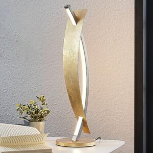 Lucande LED настолна лампа Marija, златист цвят, с възможност за димиране, 62 cm, Затъмняване, Злато / месинг, Дневна/трапезария, Метал, Модерен