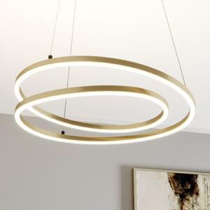 Lindby LED висяща лампа Davian, цвят месинг, 49 cm, с възможност за димиране, Затъмняване, Злато / месинг, Дневна/трапезария, Алуминий, Модерен
