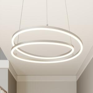 Lindby LED висяща лампа Davian, цвят никел, Ø 49 cm, с възможност за димиране, Затъмняване, Металик, Дневна/трапезария, Алуминий, Модерен